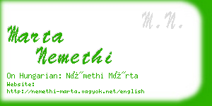 marta nemethi business card